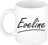 Eveline naam cadeau mok / beker sierlijke letters - Cadeau collega/ moederdag/ verjaardag of persoonlijke voornaam mok werknemers