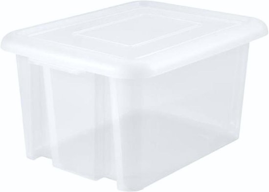 Kunststof opbergbox/opbergdoos wit transparant L65 x B50 x H36 cm  stapelbaar -... | bol.com