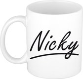 Nicky naam cadeau mok / beker sierlijke letters - Cadeau collega/ moederdag/ verjaardag of persoonlijke voornaam mok werknemers
