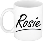 Rosie naam cadeau mok / beker sierlijke letters - Cadeau collega/ moederdag/ verjaardag of persoonlijke voornaam mok werknemers
