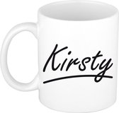 Kirsty naam cadeau mok / beker sierlijke letters - Cadeau collega/ moederdag/ verjaardag of persoonlijke voornaam mok werknemers