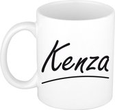 Kenza naam cadeau mok / beker sierlijke letters - Cadeau collega/ moederdag/ verjaardag of persoonlijke voornaam mok werknemers