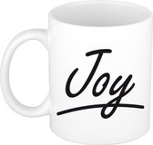 Joy naam cadeau mok / beker sierlijke letters - Cadeau collega/ moederdag/ verjaardag of persoonlijke voornaam mok werknemers
