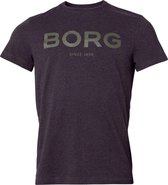 Björn Borg Logo T-Shirt Anthracite  - Shirt - Korte Mouw - Heren - Maat M - Grijs Melange