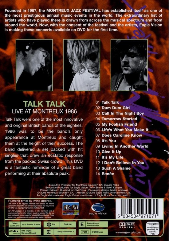 Talk Talk - Live At Montreux 1986 (DVD), Talk Talk | Muziek | bol.com