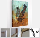 Itsallcanvas - Schilderij - Painterly Bright Stylized Eagle On A Textured Background Art Vertical Vertical - Multicolor - 80 X 60 Cm