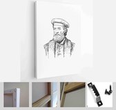 Marco Polo (1254-1324) portrait in line art illustration. He was an Italian merchant - Modern Art Canvas - Vertical - 1313043071 - 50*40 Vertical