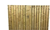 Schuttingdeur dubbele tuinpoort grenen inclusief stalen frame en cilinderslot 300 x 180 linksdraaiend