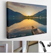 Sunrise view from a branch lake srinagar Jammu and Kashmir, India, - Modern Art Canvas - Horizontal - 654201766 - 50*40 Horizontal