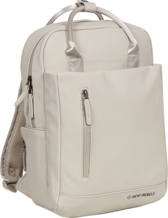 New Rebels Unisex Harper Miami Rugzak - 9L waterdichte rugzak 13 inch laptopvak - Waterafstotende ritssluiting - ideaal voor werk & school - Beige