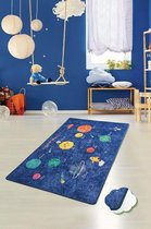 Nerge.be | Vloerkleed Kinderkamer | Space Kinderruimte Educatieve speelmat Stappenplan Speelkamer woonkamer Zonnestelsel Planeet 140x190cm Beste kinde rvloerkleden voor speeltijd -