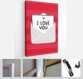Valentines day vector card set with hearts and love romantic messages in red, grey and white colours - Modern Art Canvas - Vertical - 1866586480 - 40-30 Vertical