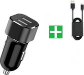 PowerCharge 2.4A Autolader USB Oplader Auto met USB-C Kabel - Sigarettenaansteker Auto Lader Adapter Dubbele USB Poort -Geschikt voor Oneplus 2/3/3T/4/5/5T/6/6T/7/7 Pro/7T/Nord/ Nord CE /N10 