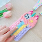 Eenhoorn Unicorn Apple iPhone 11 Pop It met GRATIS KOORD - Fidget Toy telefoonhoesje - Unicorn soft case - Gezien op TikTok - Eenhoorn Hoesje Roze - Fidget Toy