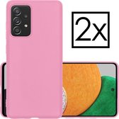 Samsung Galaxy A52s Hoesje 5G Back Cover Siliconen Case Hoes - Roze - 2x