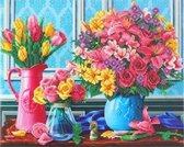Diamond painting FRAMED PARTIAL 40x50 cm - Beautiful blooms