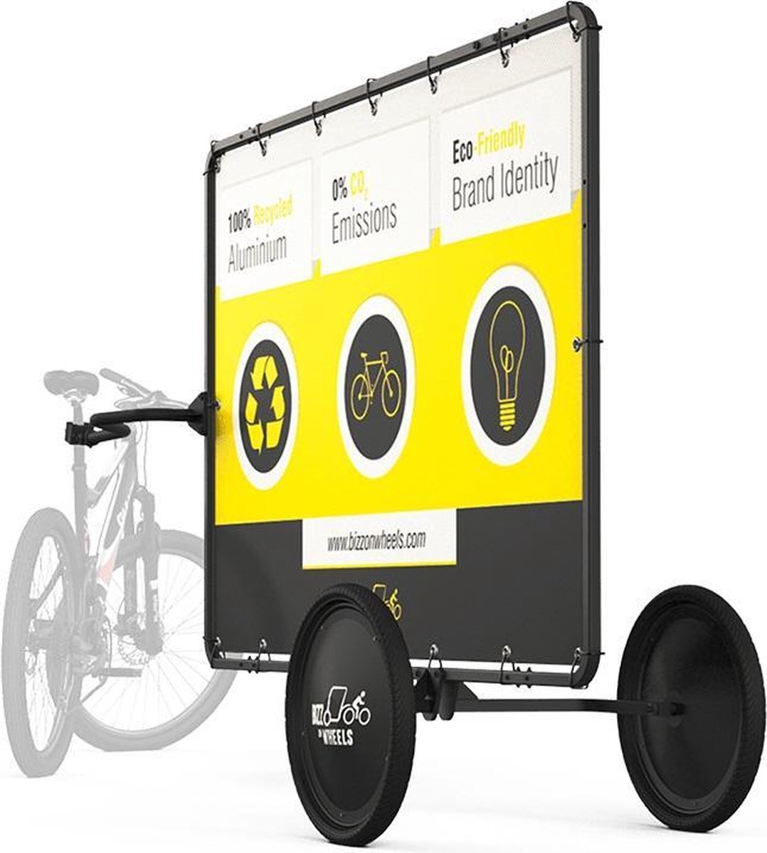 Adbicy Fietsreclame - fiets aanhanger 3 bannermaten: max afmeting 150 x 101 cm