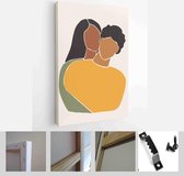 Set of abstract man and female shapes and silhouettes. Abstract couple portraits in pastel colors. Collection of contemporary art posters - Modern Art Canvas - Vertical - 182330296