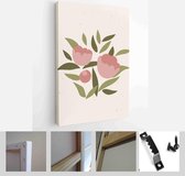 Collection of contemporary art posters in pastel colors. Abstract elements, leaves and flowers, peonies, branches - Modern Art Canvas - Vertical - 1853040850 - 40-30 Vertical