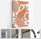 Set of backgrounds for social media platform, instagram stories, banner with abstract shapes, fruits, leaves, and woman shape - Modern Art Canvas - Vertical - 1643891797 - 115*75 V