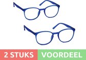 Computer bril - lichtblauw rond sterkte +2.5 - 2 stuks - blauw licht filter - blue blocker leesbril