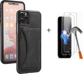 GSMNed – Luxe iPhone 7/8/SE Zwart – hoogwaardig Leren Pu Hoesje – iPhone 7/8/SE Zwart – Card case – Met Screenprotector