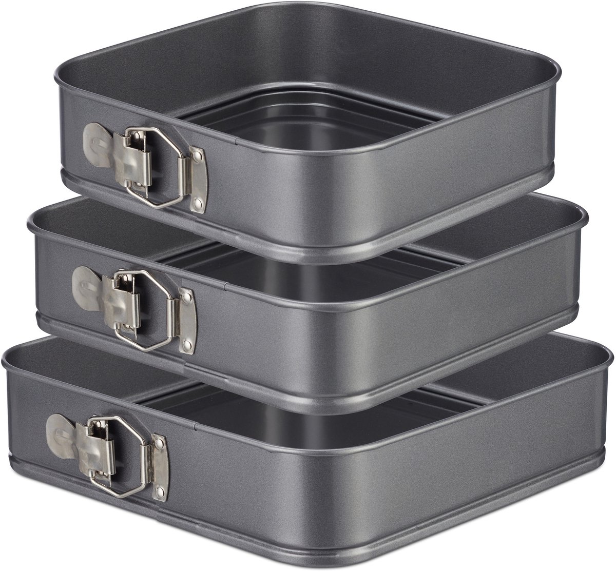 springvorm - vierkant - 3 stuks - anti-aanbaklaag - 24, 26 & 28 cm - taartvorm