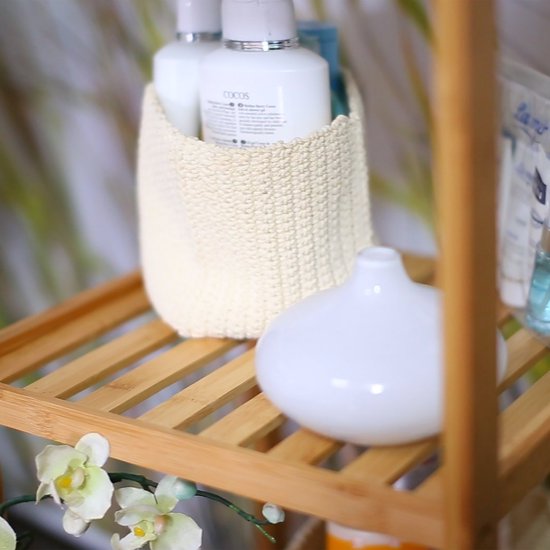 Étagère de salle de bain en bambou avec 3 étagères - 79x33x33 cm - cuisine/salle de bain - style naturel