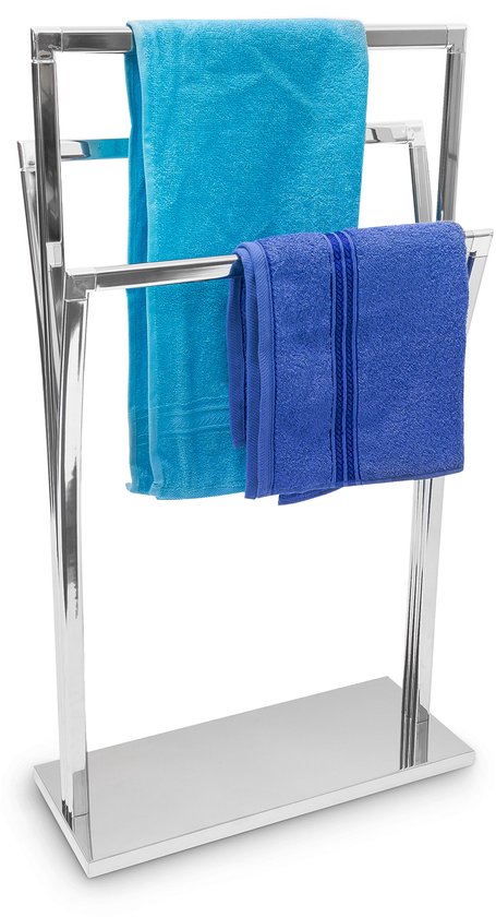 porte-serviettes relaxdays aspect acier inoxydable 3 tiges, porte-serviettes, porte-serviettes argent