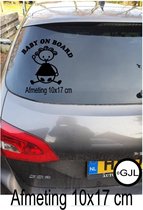Auto Raam Sticker Baby on board  Grappig  Funny Ruit Tekst  Kleur Zwart  afmeting 10x17