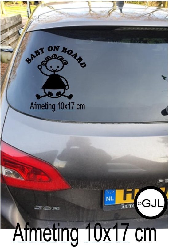 Autocollant de fenêtre de voiture Bébé à bord Funny Funny Window Texte Couleur Zwart taille 10x17