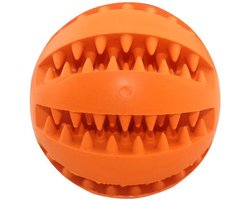 Paws and Claws - ORANJE - Rubber Dental Massage bal - 6 cm doorsnee  - hondenspeelgoed - tandplak voorkomend