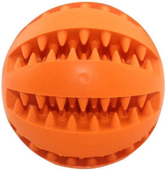 Paws and Claws - ORANJE - Rubber Dental Massage bal - 6 cm doorsnee  - hondenspeelgoed - tandplak voorkomend