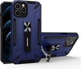 War-god Armor TPU + PC Schokbestendige magnetische beschermhoes met opvouwbare houder voor iPhone 11 (saffierblauw)