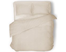 Dekbedovertrek - 240x200/220 - Uni - Satijnstreep / Satijn Streep - Hotel Kwaliteit Satin Stripe - Ivoor