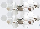 Spiegel Hexagon - Verzilverd blank - 4mm dikte - 8 stuks van 160 mm x 180 mm - incl. spiegellijm - glas - wandspiegel - plakspiegel