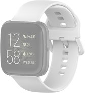 By Qubix geschikt voor Fitbit Versa 1 - 2 & Lite siliconen sportbandje met gespsluiting - Wit - Maat: Large Smartwatchbandje bandje Armband Polsband