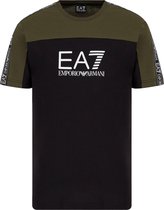 EA7 Athletic Sportshirt - Maat XL  - Mannen - Zwart - Donker groen - Wit