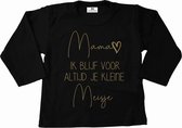 T-shirt baby-mama ik blijf voor altijd je kleine meisje-zwart-goud-Maat 62