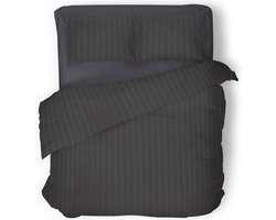 Dekbedovertrek - 240x200/220 - Uni - Satijnstreep / Satijn Streep - Hotel Kwaliteit Satin Stripe - Antraciet