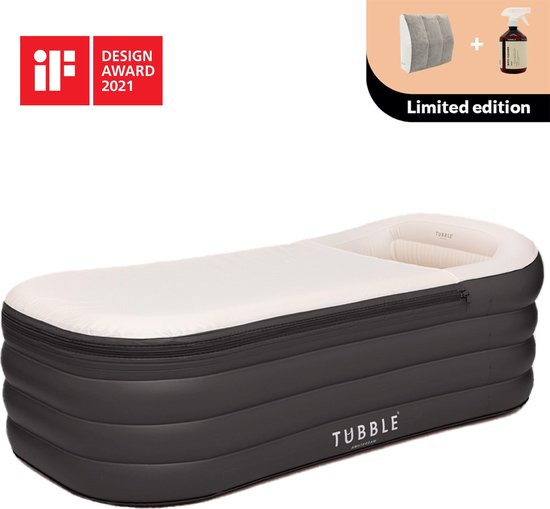 Tubble® Royale air bath - Onyx Black - 255L - opblaasbaar ligbad – voor volwassenen - inclusief Tubble cleaner en What-A-Pillow