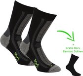 2-Paar Bamboo Worksok + 1 paar Bamboo sokken - Werksokken - Naadloze sokken - Antibacterieel - Heren en dames - Zwart - 43/45