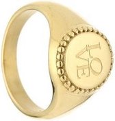 Michelle Bijoux Ring Zegel Round Love Goud Maat 16 JE12876