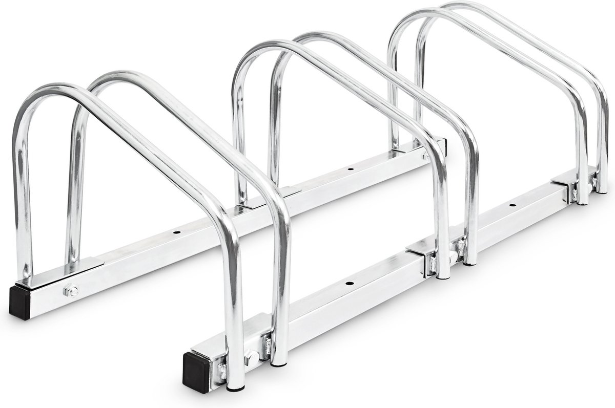 fietsenrek - voor 3 fietsen - bodem- en wandmontage - klein - 73 cm breed - - zilver