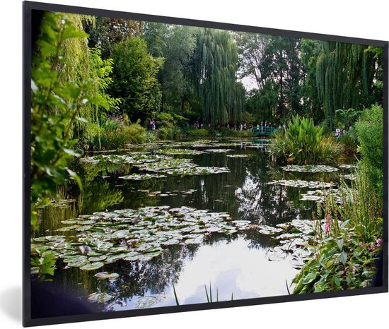 Fotolijst incl. Poster - De zon weerkaatst op het water in de Franse tuin van Monet in Giverny - 90x60 cm - Posterlijst