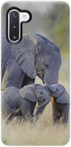 - ADEL Siliconen Back Cover Softcase Hoesje Geschikt voor Samsung Galaxy Note 10 Plus - Olifant Familie
