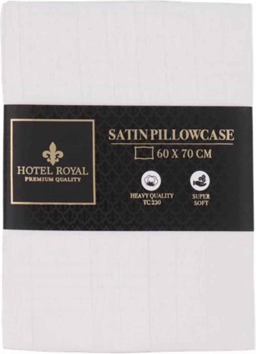 Hotel Royal | Zijdezachte kussensloop | Wit | 60x70 cm | Zachte kussensloop | Kussen sloop | Kussen hoes | Satin pillowcase