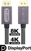 DINTO® Displayport kabel 1.4 - 8K Ultra HD 60HZ - 4K Ultra HD 144 Hz - 32.4GBPS - 2 meter - DP 1.4