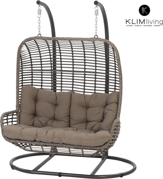 KLIMliving - Hangstoel 2 persoons - Hangstoel dubbel - Egg chair - Hangstoel  met... | bol