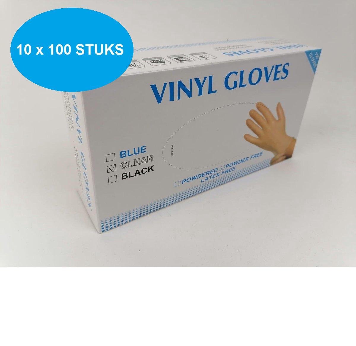 Goedkoopste Voordeelverpakking vinyl handschoenen 10 x 100 stuks maat Large poedervrij